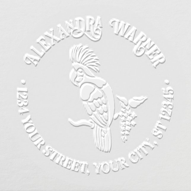 Cockatoo Bird Silhouette Name Return Address  Embosser (Design)