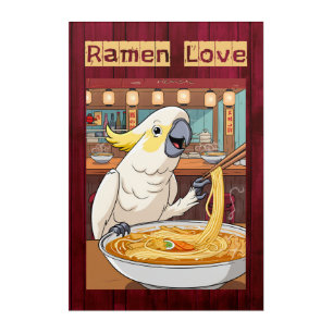 Cockatoo Eating Ramen in a Japanese Noodle Bar Acrylic Print