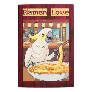 Cockatoo Eating Ramen in a Japanese Noodle Bar Metal Print