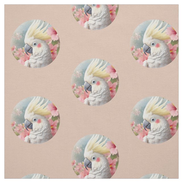 Cockatoo Exotic Bird Pattern Fabric (Swatch)