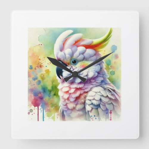 Cockatoo in Colorful Serenity 190624AREF108 _ Wate Square Wall Clock