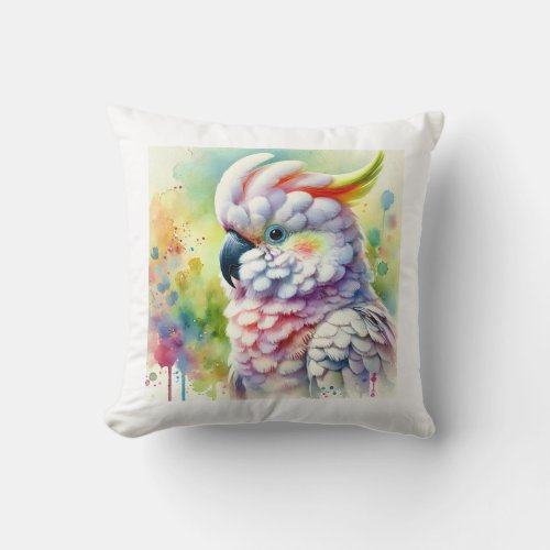 Cockatoo in Colorful Serenity 190624AREF108 _ Wate Throw Pillow