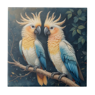 Cockatoo Parrot Couple Ceramic Tile