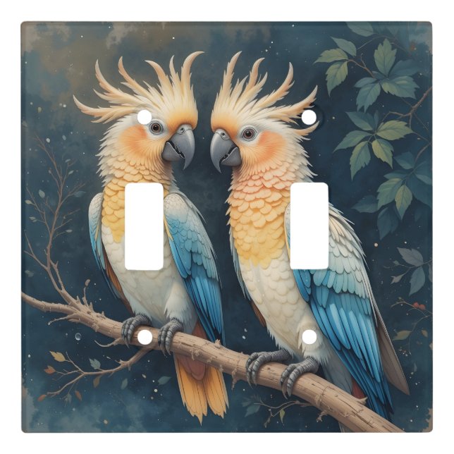 Cockatoo Parrot Couple Light Switch Cover (Front)