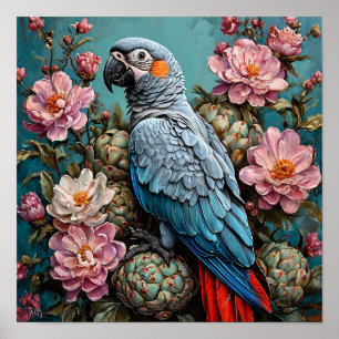 Cockatoo parrot in Tropical Vibes 🦜🌴✨🌺🌿 Poster