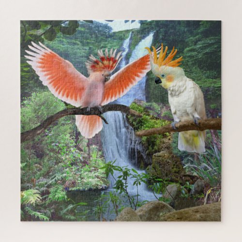 COCKATOO PARROTS IN  PARADISE JIGSAW PUZZLE