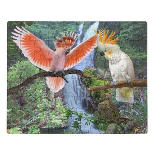 COCKATOO PARROTS IN  PARADISE JIGSAW PUZZLE