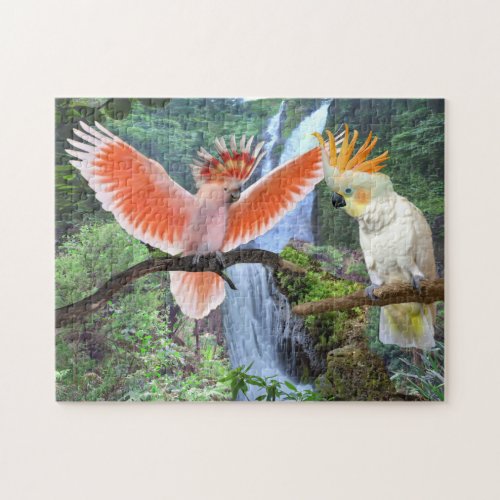 COCKATOO PARROTS IN  PARADISE JIGSAW PUZZLE