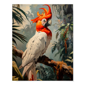 Cockatoo Portrait Vintage Poster