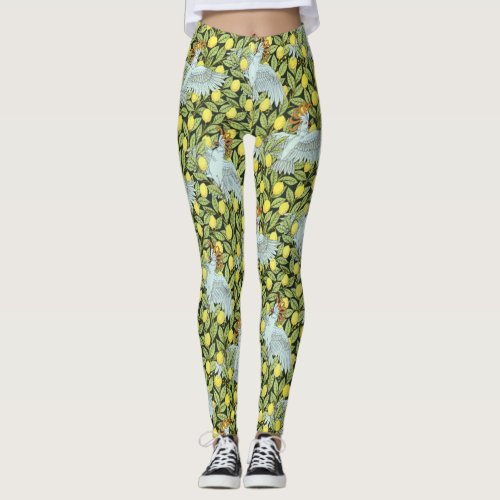 Cockatoo with Lemons Print Leggings