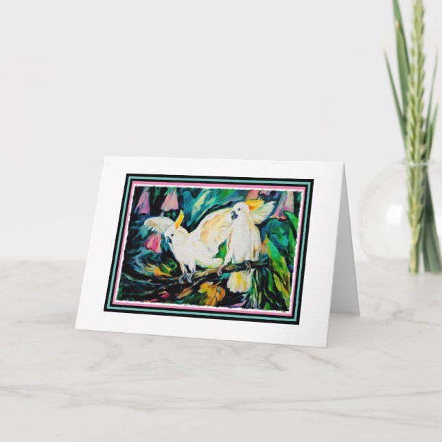 Cockatoos Blank Greeting Card (Front)
