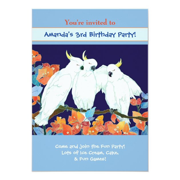 Cockatoos Kids Birthday Party Invitation