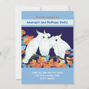 Cockatoos Kids Birthday Party Invitation