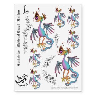 Cockatrice Medieval Beast Temporary Tattoo