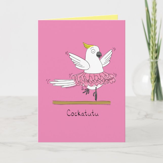 Cockatutu - Cockatoo Bird Ballerina Greeting Card (Front)
