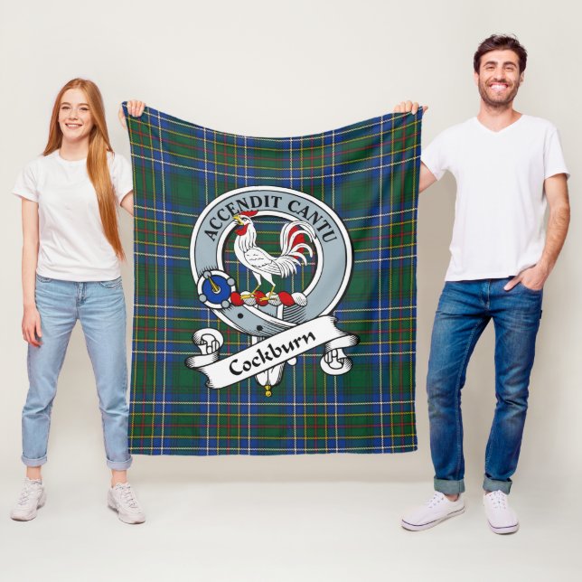 Cockburn Ancient Clan Badge Tartan Plaid Fleece Blanket (In Situ)