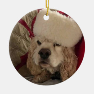 "COCKER LOVE AT CHRISTMAS" CERAMIC ORNAMENT