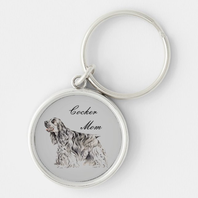 Cocker Mom, American Cocker Spaniel Key Chain (Front)