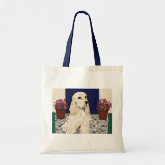 Cocker on Cobblestones with Chrysanthemums bag