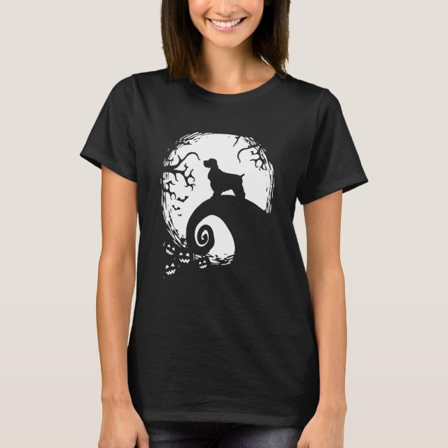 Cocker Spainel Halloween Under The Moonlight Spook T-Shirt (Front)