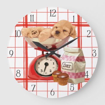 Cocker Spanie And Retro Scale Large Clock by MarylineCazenave at Zazzle