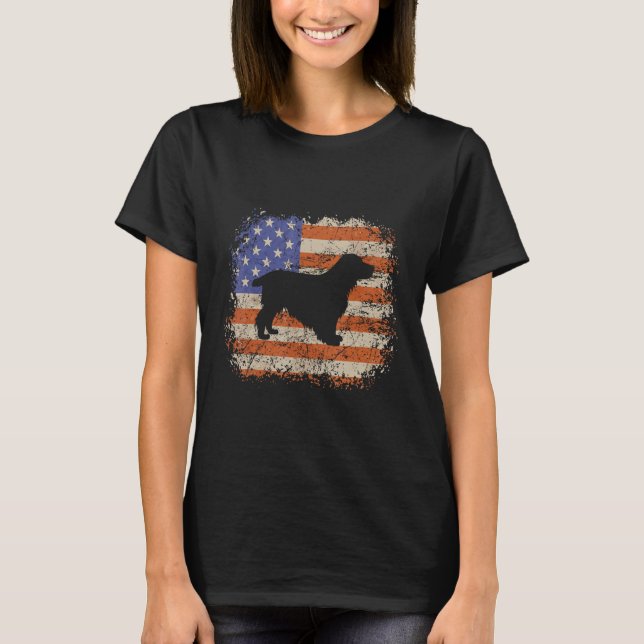 Cocker Spaniel American Flag USA Dog  Puppy US T-Shirt (Front)