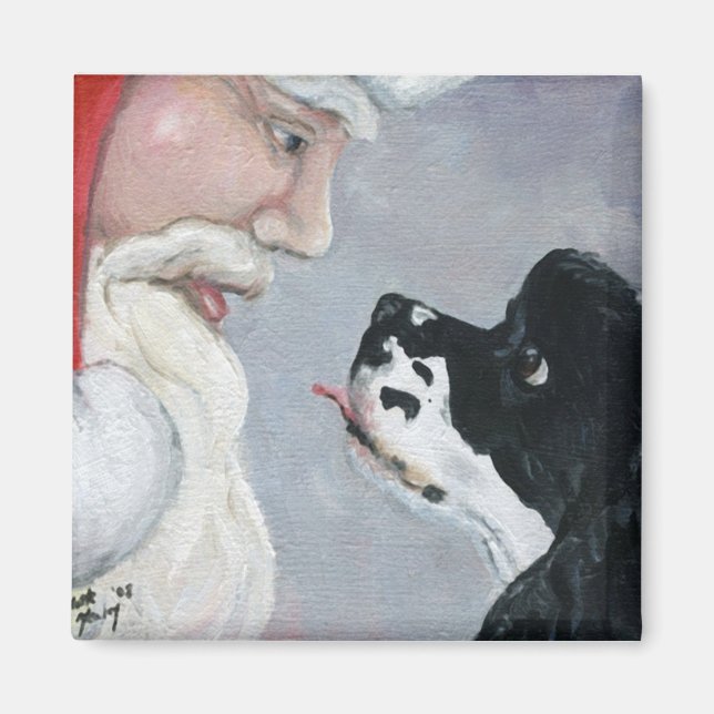 Cocker Spaniel and Santa Dog Art Magnet (Front)