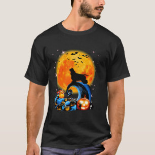 Cocker Spaniel And Yellow Moon Halloween Funny Dog T-Shirt