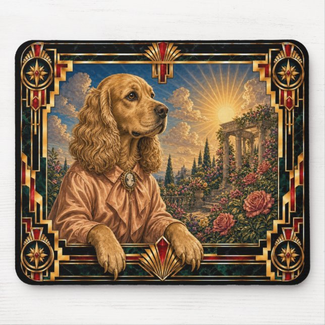 Cocker Spaniel, Art Deco Dog Mouse Pad (Front)