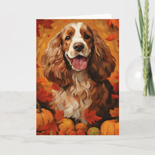 Cocker Spaniel Autumn Thanksgiving Card