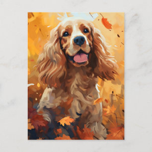 Cocker Spaniel Autumn Thanksgiving Postcard
