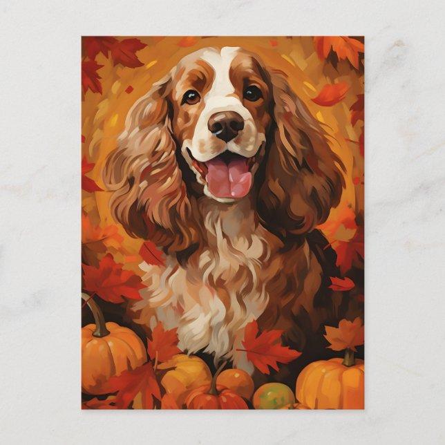 Cocker Spaniel Autumn Thanksgiving  Postcard (Front)