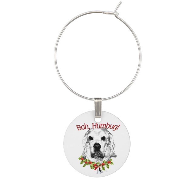 Cocker Spaniel Bah Humbug Keychain Wine Charm (Front)