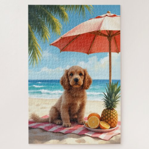 Cocker Spaniel Beach Relax Scene Jigsaw Puzzle