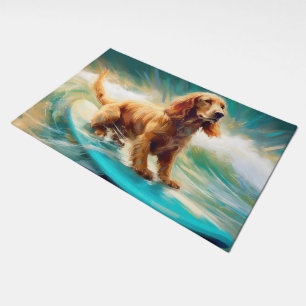 Cocker Spaniel Beach Surfing Painting Doormat