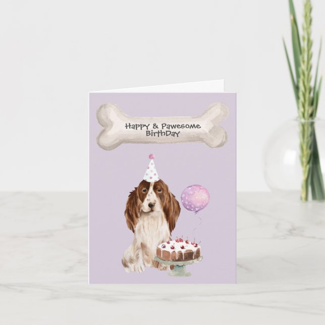 Cocker Spaniel Birthday Celebration Party Cake Hat Holiday Card (Front)