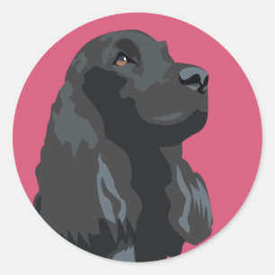 Cocker Spaniel - Black - Basic Breed Templates Classic Round Sticker