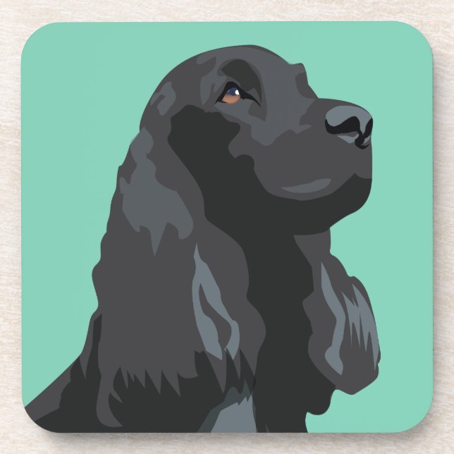 Cocker Spaniel - Black - Basic Breed Templates Drink Coaster (Front)