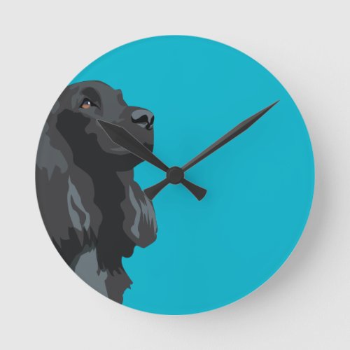 Cocker Spaniel _ Black _ Basic Breed Templates Round Clock