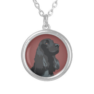 Cocker Spaniel - Black - Basic Breed Templates Silver Plated Necklace