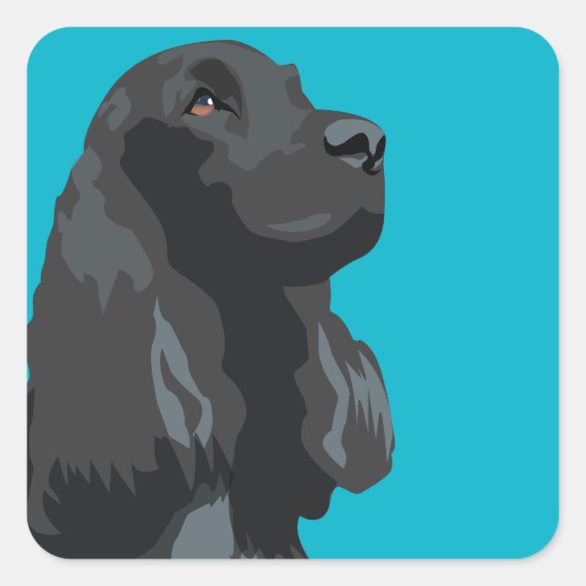 Cocker Spaniel - Black - Basic Breed Templates Square Sticker (Front)