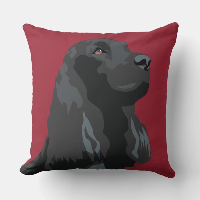 Cocker Spaniel - Black - Basic Breed Templates Throw Pillow (Front)