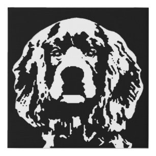 Cocker Spaniel Black & White Faux Wrapped Canvas