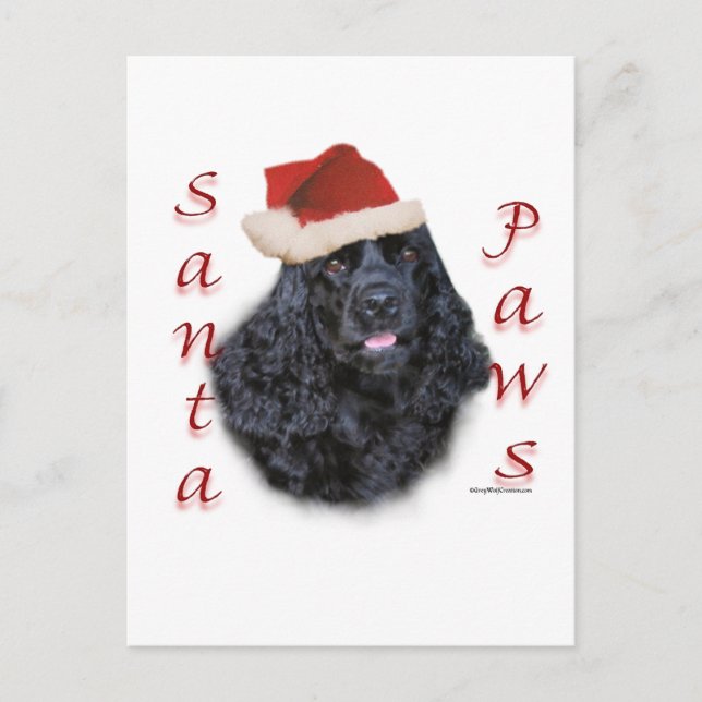 Cocker Spaniel (blk) Santa Paws Holiday Postcard (Front)