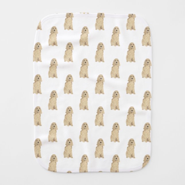 Cocker Spaniel (Blonde Tan Golden) Baby Burp Cloth (Front)