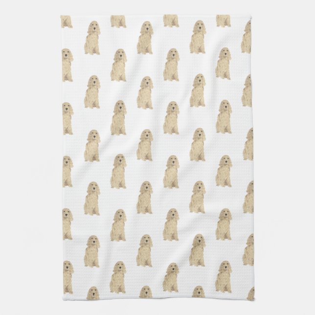 Cocker Spaniel (Blonde Tan Golden) Kitchen Towel (Vertical)