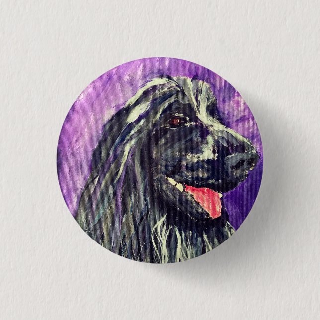  Cocker Spaniel Blue Roan Dog Painted       Button (Front)