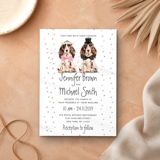 Cocker Spaniel bride groom valentines Wedding Dog Invitation (Creator Uploaded)
