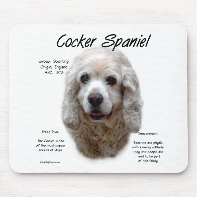 Cocker Spaniel (buff) History Design Mouse Pad (Front)