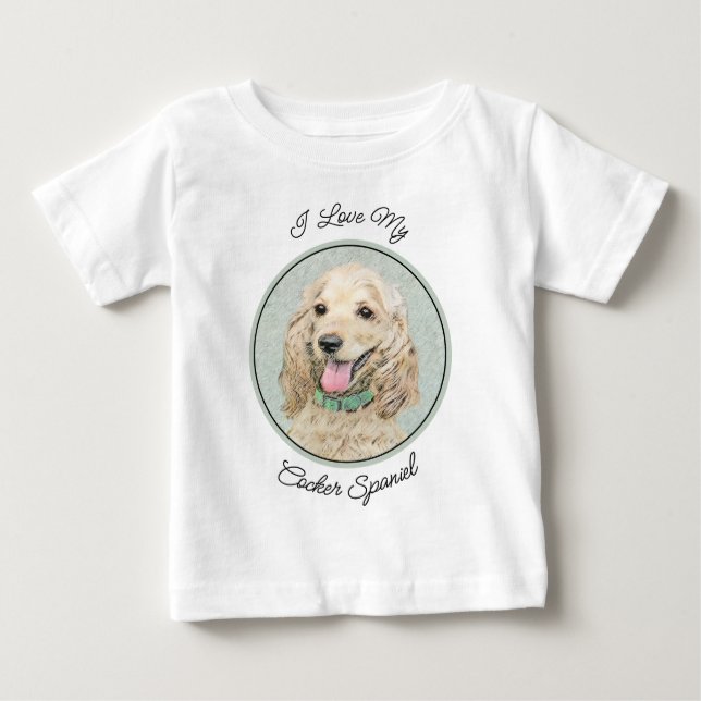 Cocker Spaniel Buff Painting - Original Dog Art Baby T-Shirt (Front)